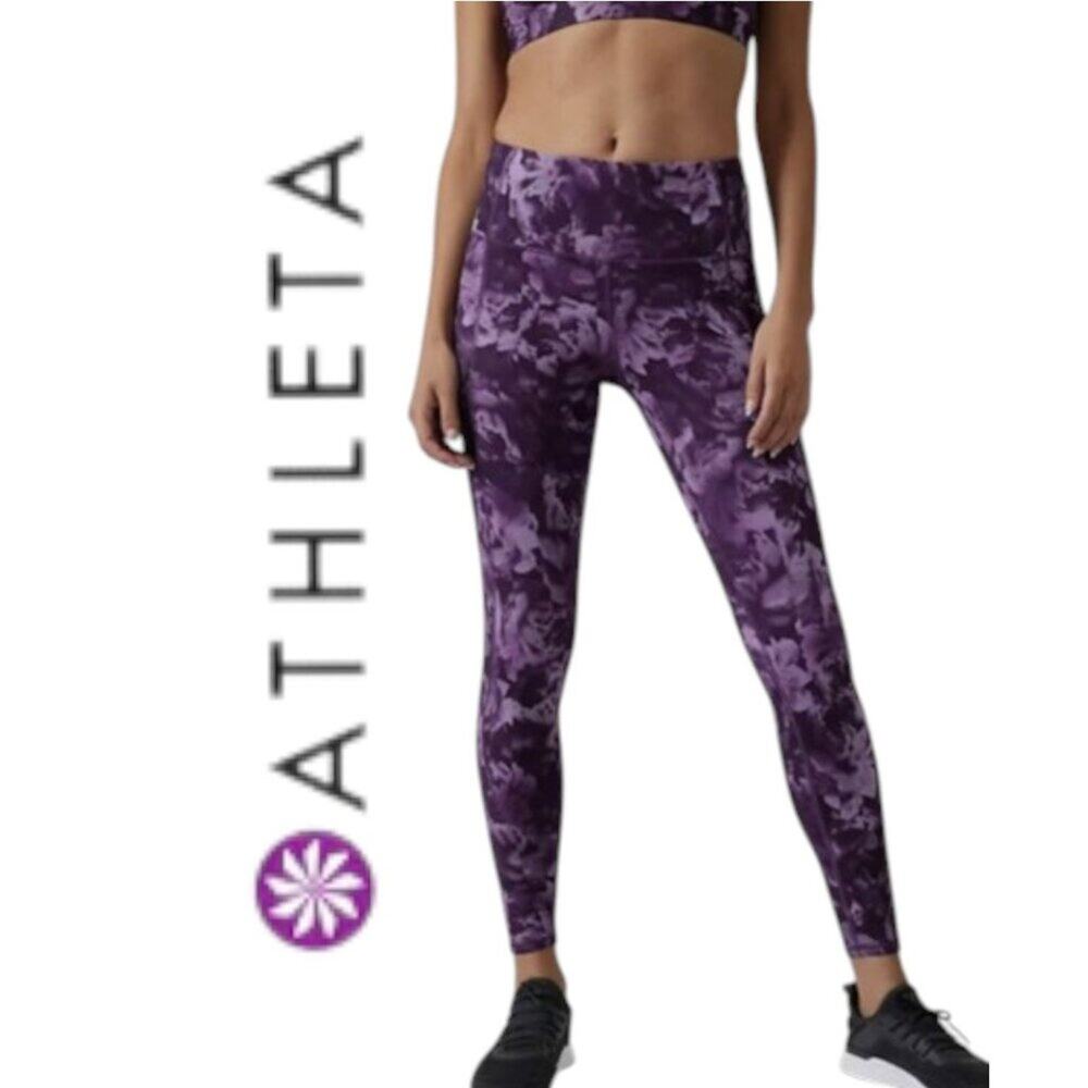 Athleta Women's Rainier Printed Tight size Small Spliced Floral Basalt Violet